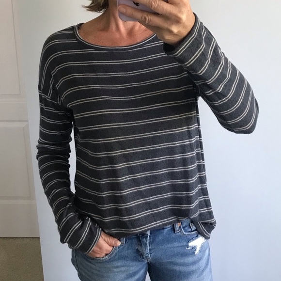 Navy & Creamy White Stripe Long Sleeve Top - Picture 2 of 6